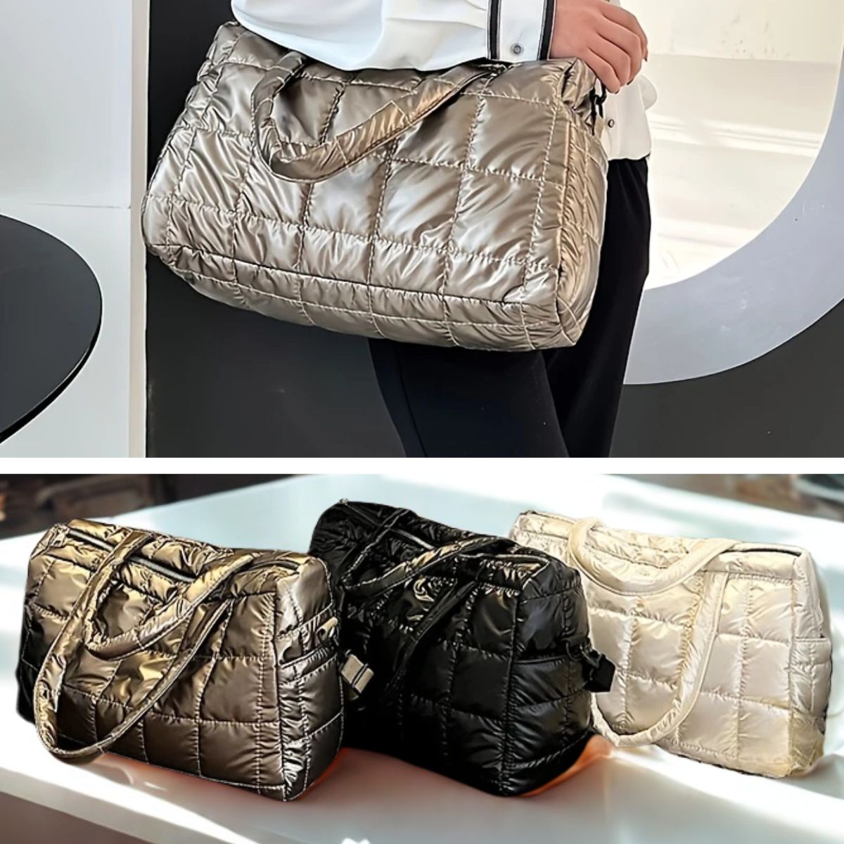 Bolso acolchado minimalista para trabajo, viajes y uso diario colores