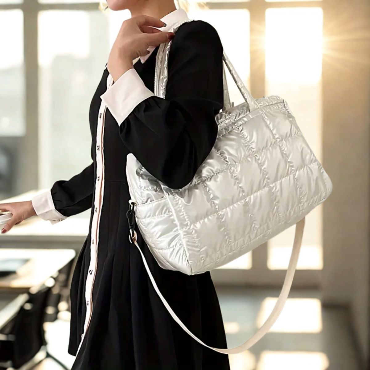 Bolso acolchado minimalista para trabajo, viajes y uso diario