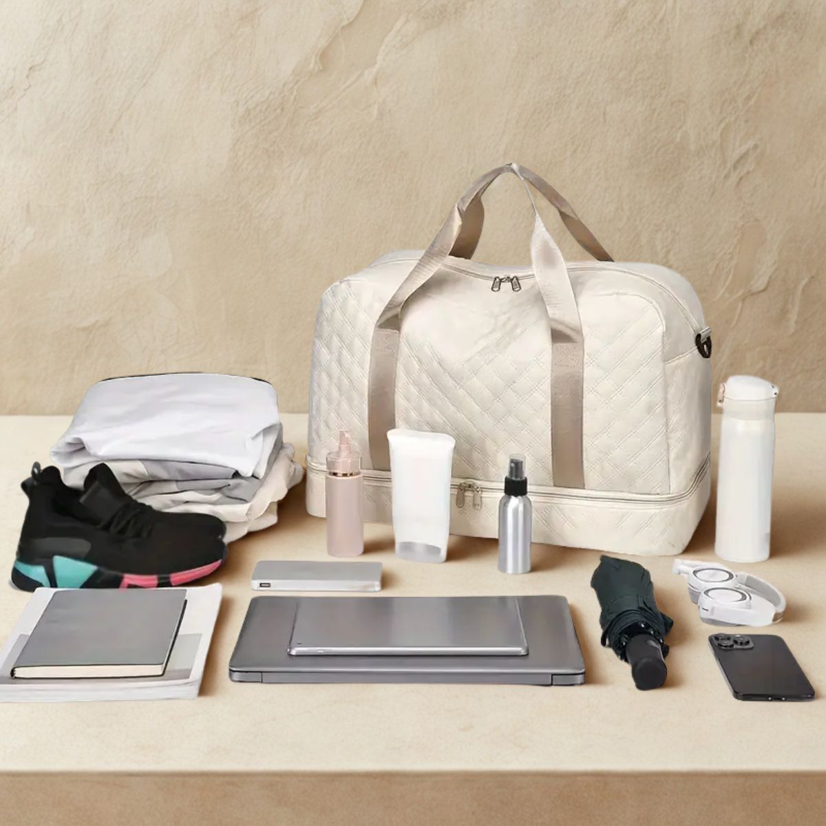 Bolso tote acolchado con multiples compartimientos 3
